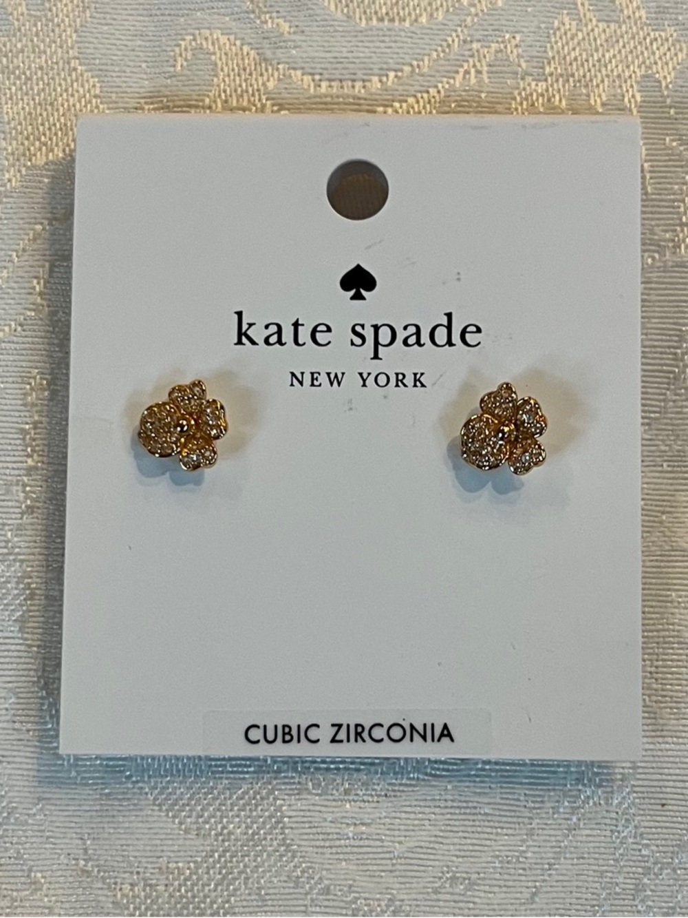 Kate Spade New York Gold Flower Cubic Zirconia Stud Earrings NWT